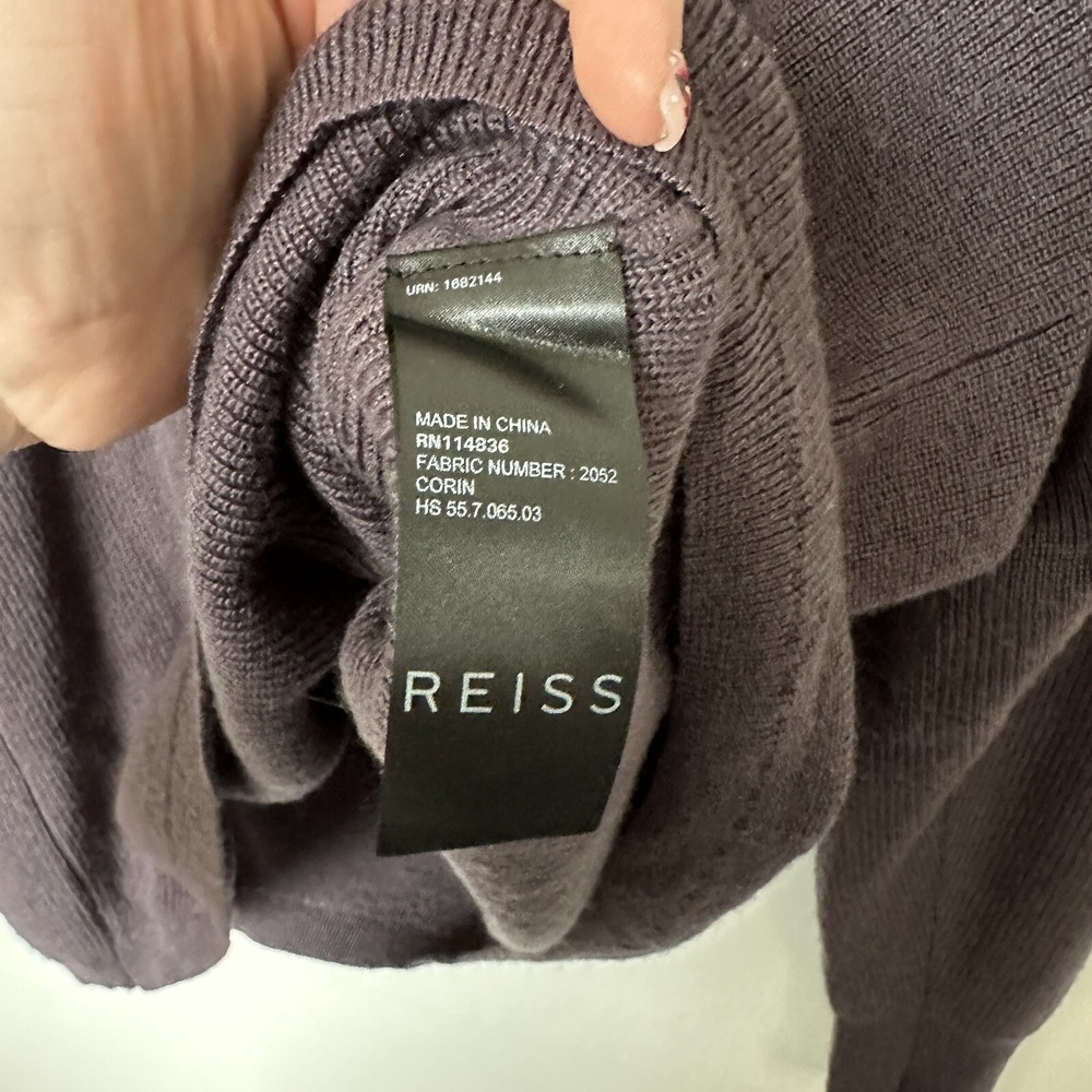 Reiss Plum Brown Corin 100% Wool Funnel Neck Sweater Women's Size Medium - Picture 6 of 7